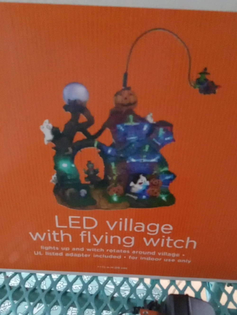 LED Village with Flying Witch - Orange NWOTS